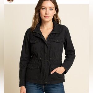 Kenneth Cole Reaction Women’s Black Utility Jacket Size S Lightweight Zip Front